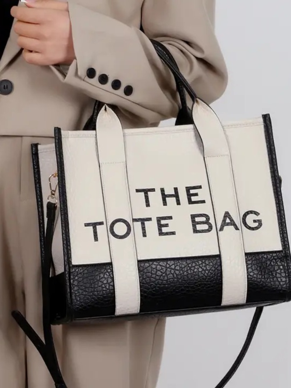 Marc Jacobs Black & Cream THE TOTE BAG Crossbody Tote